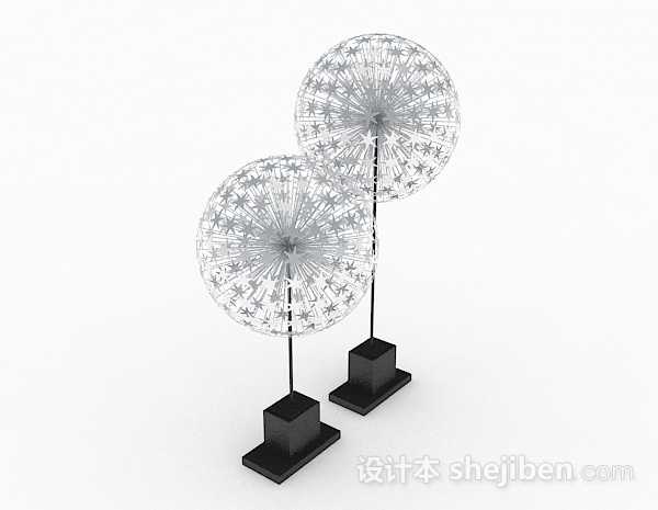 设计本银色球状金属装饰摆设品3d模型下载
