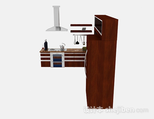 现代风格现代风格木质整体橱柜3d模型下载