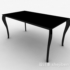 黑色长方形餐桌3d模型下载