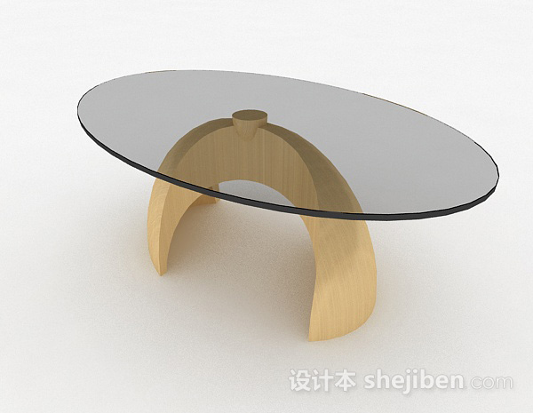 现代风格椭圆形玻璃餐桌3d模型下载