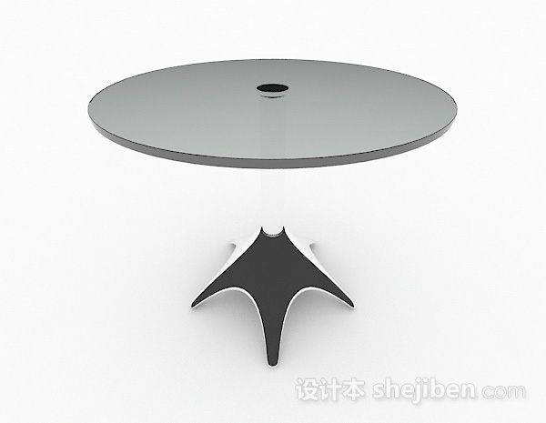 现代风格灰色圆形餐桌3d模型下载