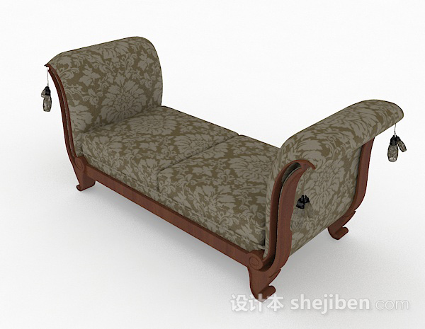 欧式风格欧式绿色卧室沙发3d模型下载