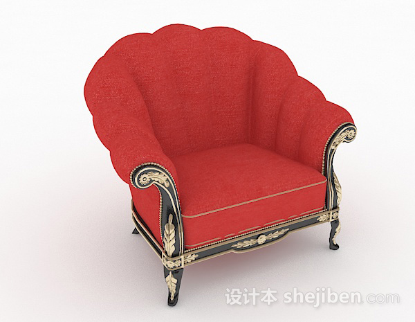 欧式红色单人沙发