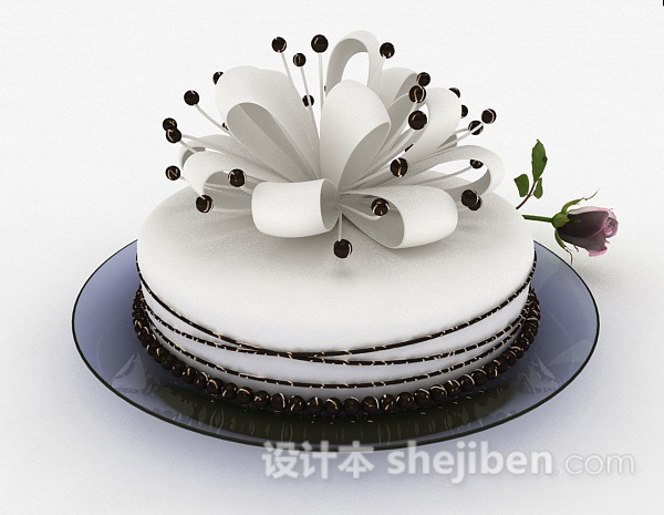 现代风格白色精美蛋糕甜品3d模型下载
