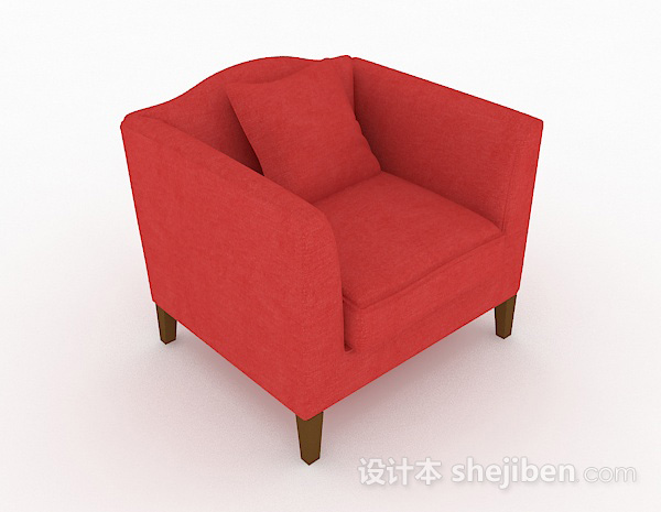 红色简约家居单人沙发3d模型下载