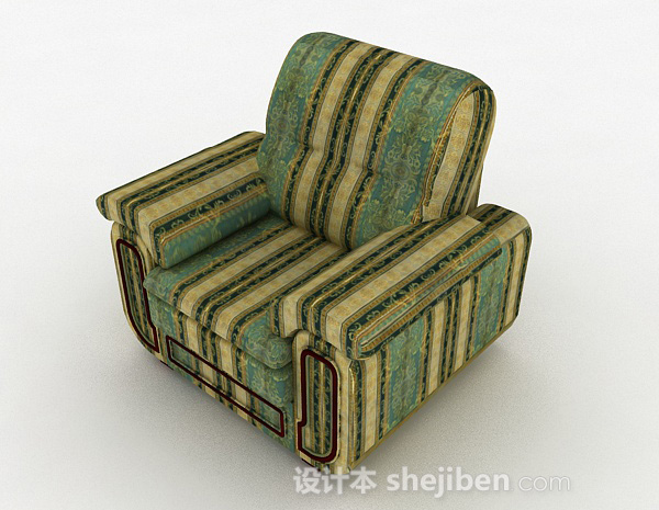 免费欧式绿色复古单人沙发3d模型下载