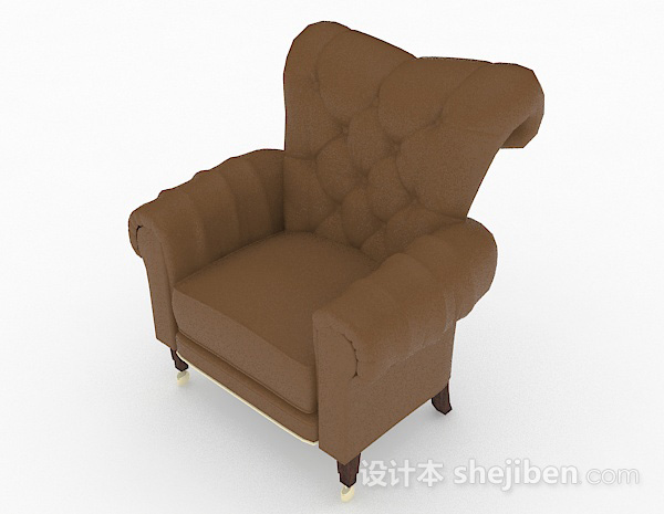 免费欧式棕色单人沙发3d模型下载