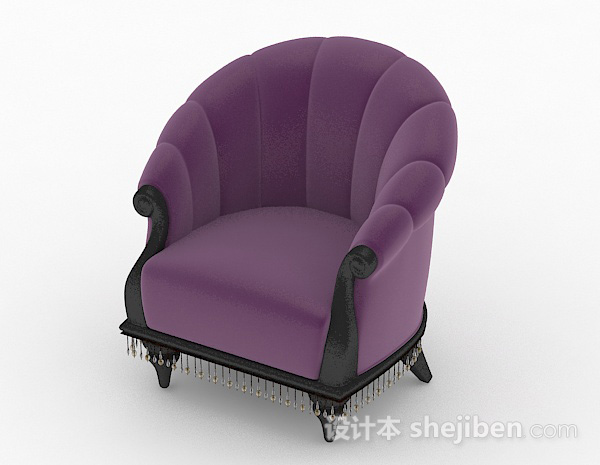 免费欧式紫色单人沙发3d模型下载