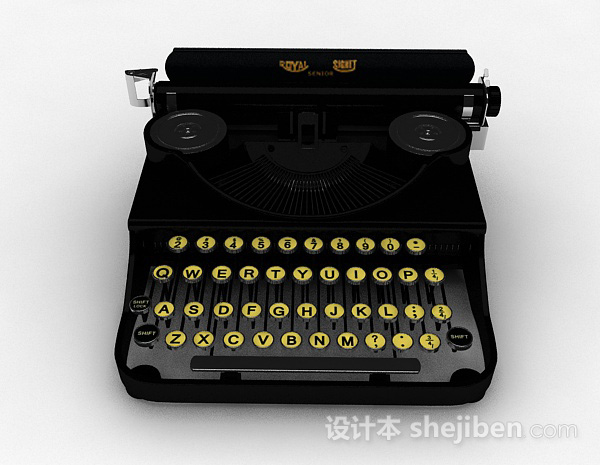 美式风格美式复古打字机3d模型下载