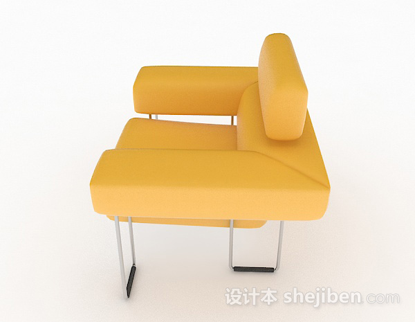 免费黄色休闲单人沙发3d模型下载