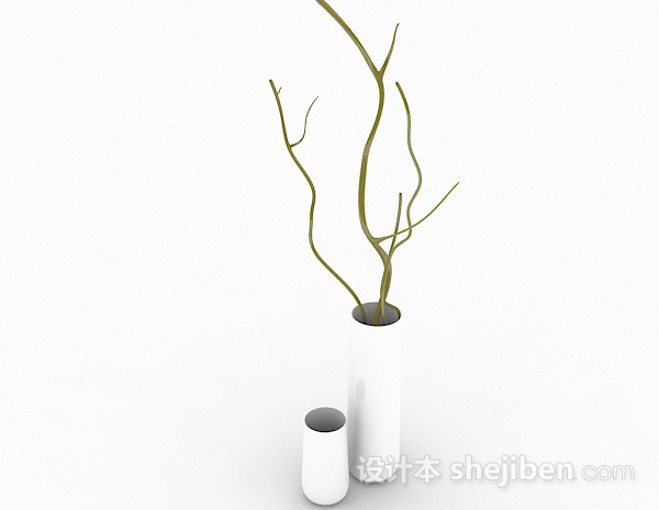 设计本现代时尚白色直筒花瓶3d模型下载
