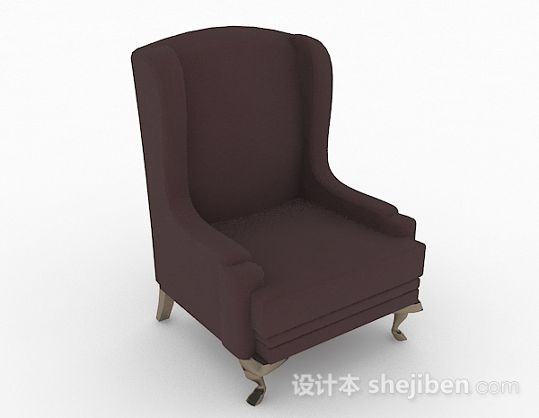 欧式简约棕色单人沙发3d模型下载