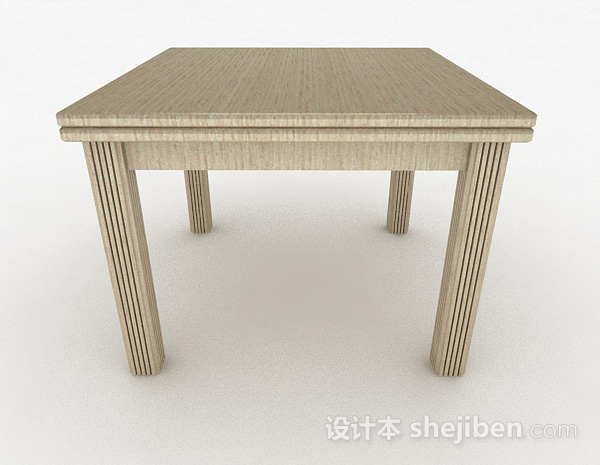 免费浅棕色木质餐桌3d模型下载