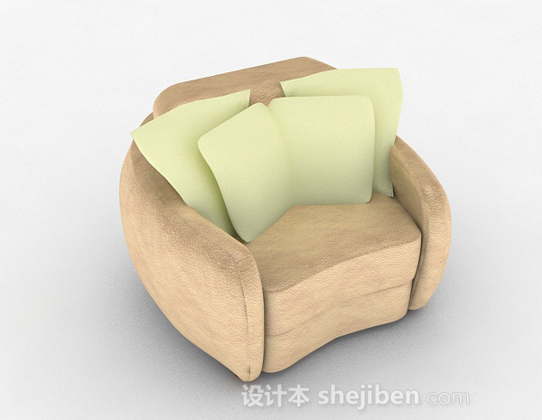 棕色休闲单人沙发3d模型下载