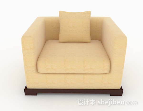 现代风格黄色简约家居单人沙发3d模型下载
