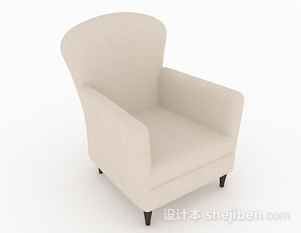 免费北欧米白色简约单人沙发3d模型下载
