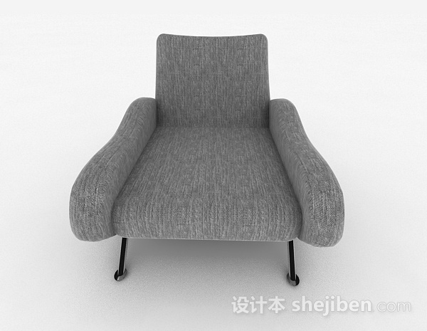 欧式风格北欧灰色单人沙发3d模型下载