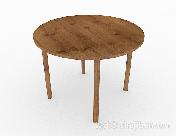 木质简约圆形餐桌3d模型下载