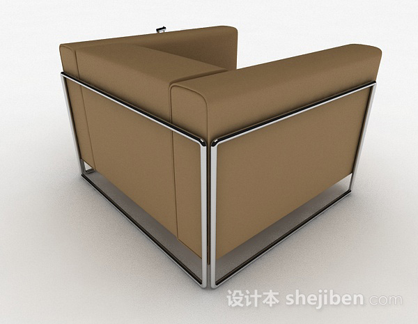 设计本棕色简约单人沙发3d模型下载