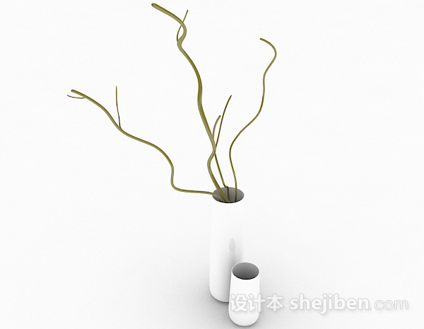 现代风格现代时尚白色直筒花瓶3d模型下载