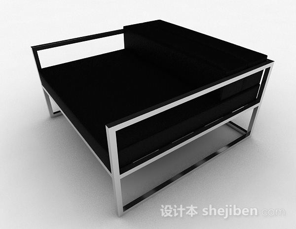 现代简约黑色方形单人沙发3d模型下载