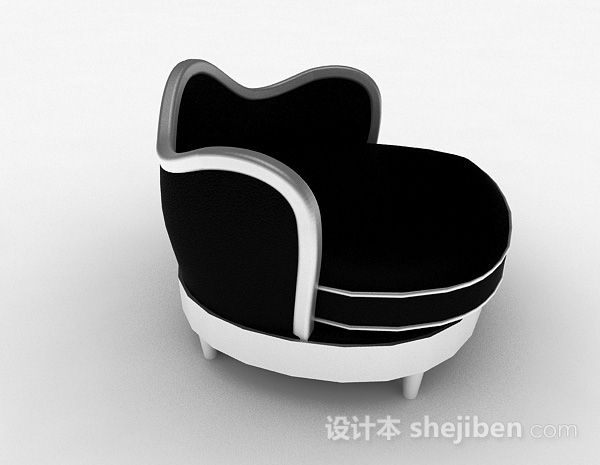 免费黑色休闲单人沙发3d模型下载