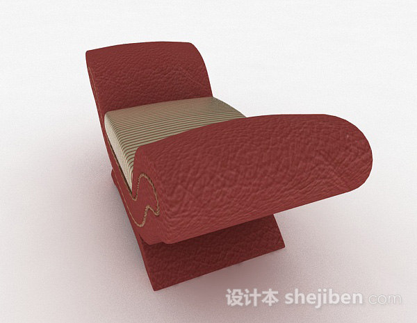 设计本欧式风格红色休闲沙发脚凳3d模型下载