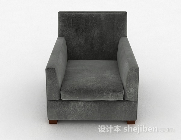 现代风格灰色简约单人沙发3d模型下载
