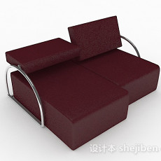 暗红色简约双人沙发3d模型下载