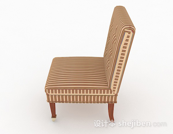 免费田园条纹棕色单人沙发3d模型下载