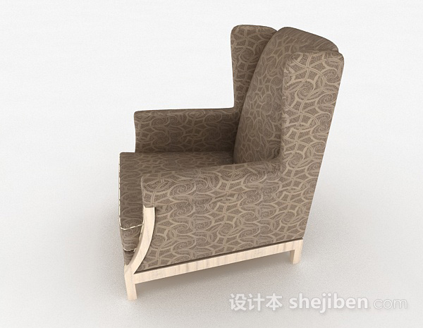 免费欧式棕色单人沙发3d模型下载