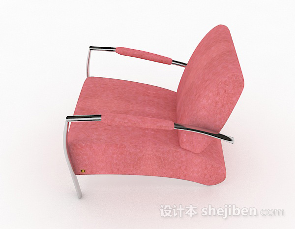 设计本粉色简约休闲单人沙发3d模型下载