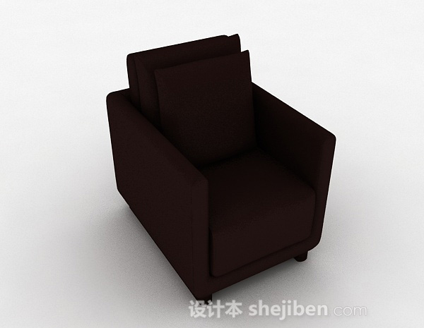 深棕色简约单人沙发3d模型下载
