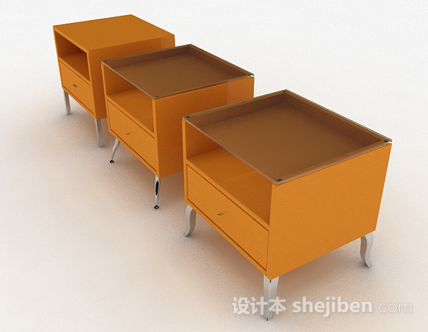 设计本黄色床头柜3d模型下载