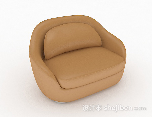 黄棕色简约家居单人沙发3d模型下载