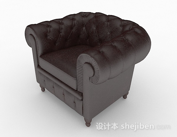 免费美式棕色单人沙发3d模型下载