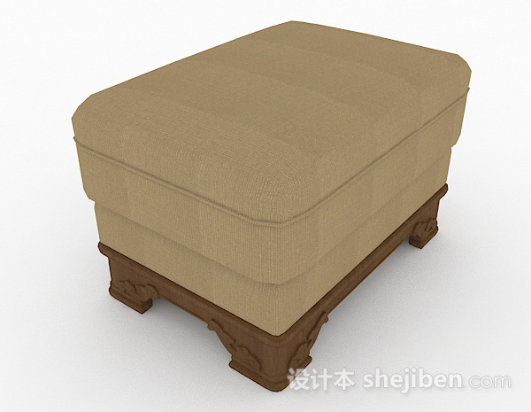 设计本棕色简约沙发凳3d模型下载