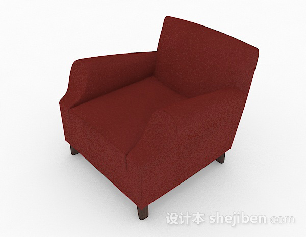 美式风格美式简约红色单人沙发3d模型下载