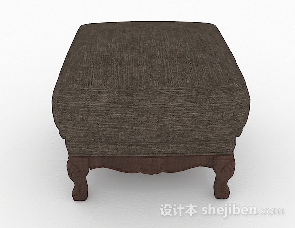 免费棕色方形沙发凳3d模型下载