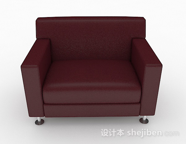 现代风格暗红色呢简约单人沙发3d模型下载