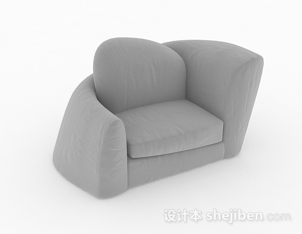 创意灰色简约单人沙发3d模型下载