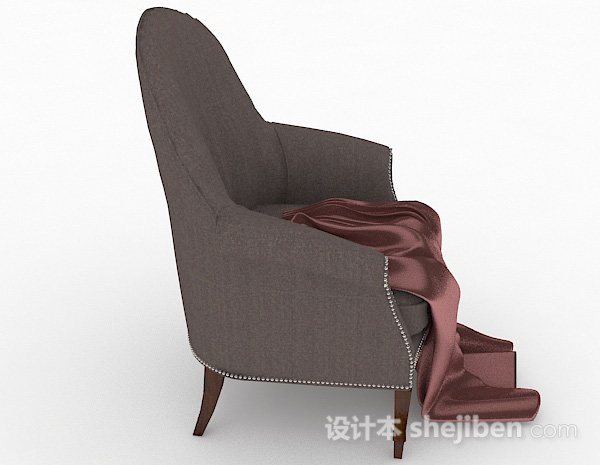 设计本美式棕色单人沙发3d模型下载