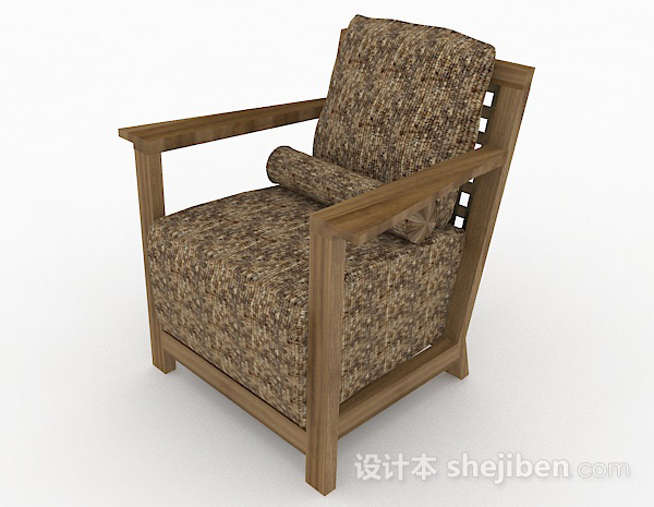 免费田园棕色单人沙发3d模型下载
