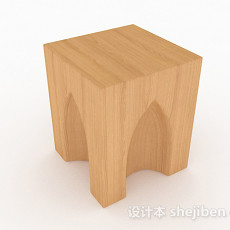 简约木质凳子3d模型下载