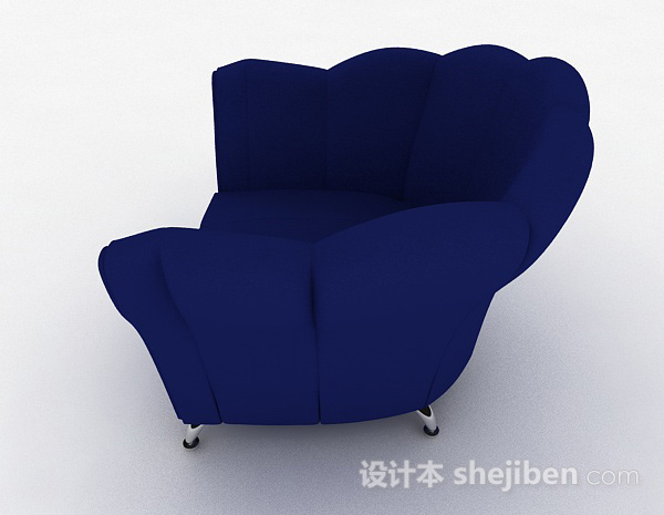 设计本休闲蓝色单人沙发3d模型下载