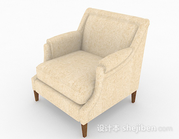 免费黄色简约单人沙发3d模型下载