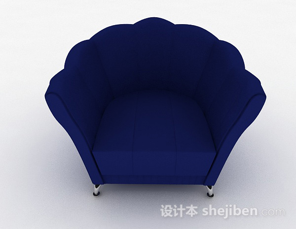 现代风格休闲蓝色单人沙发3d模型下载
