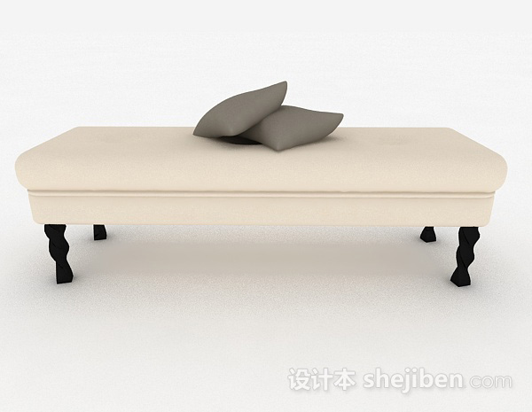 现代风格现代风格米白色木质脚凳沙发3d模型下载