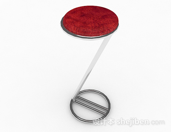 设计本红色休闲圆凳3d模型下载