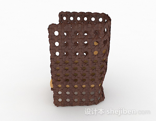 田园风格田园棕色编织单人沙发3d模型下载
